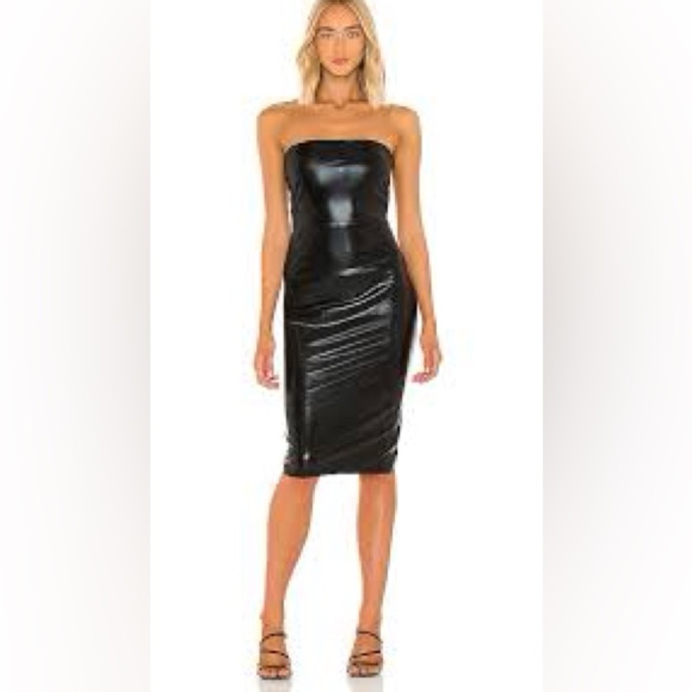 Norma Kamali size xs black foil dress to knee